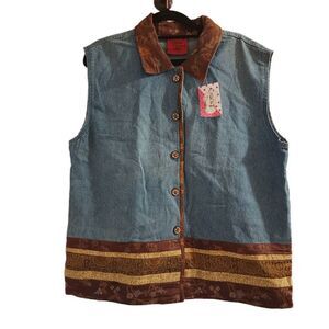 Carol's Denims 1X Horse Embroidered NWT Patchwork Unique Vest